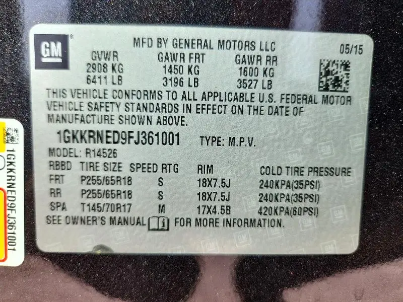 2015 GMC ACADIA SLE  
