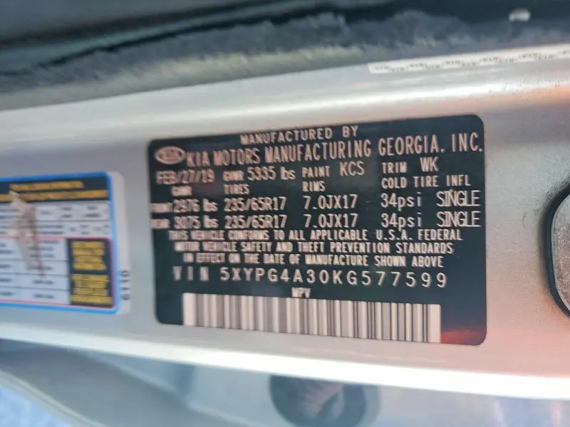 2019 KIA SORENTO L  