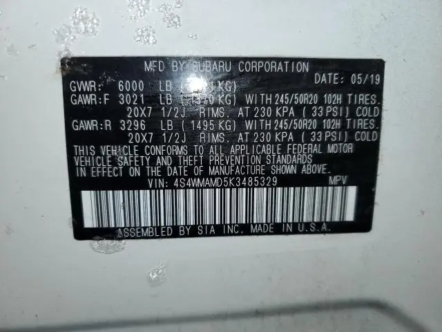 2019 SUBARU ASCENT LIMITED  