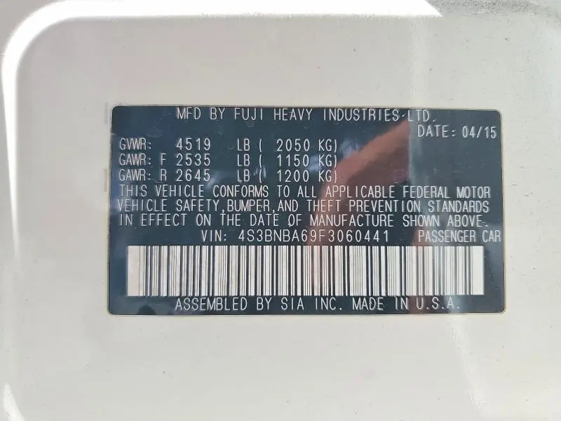 2015 SUBARU LEGACY 2.5I  