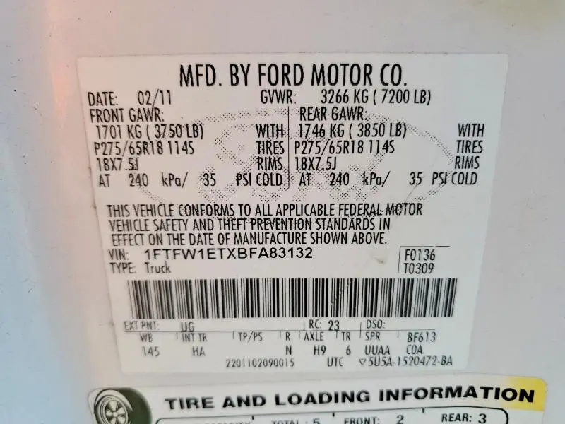 2011 FORD F150 SUPERCREW  