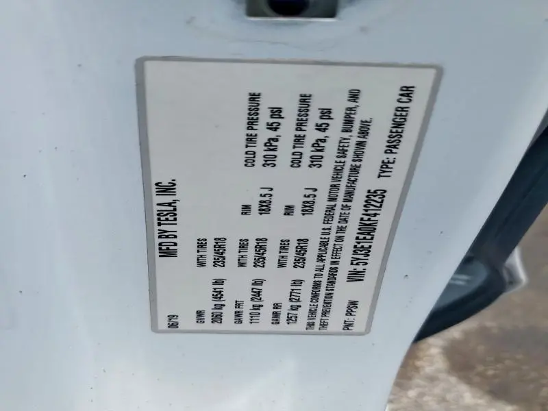 2019 TESLA MODEL 3   