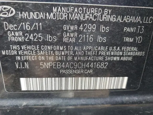 2012 HYUNDAI SONATA GLS  