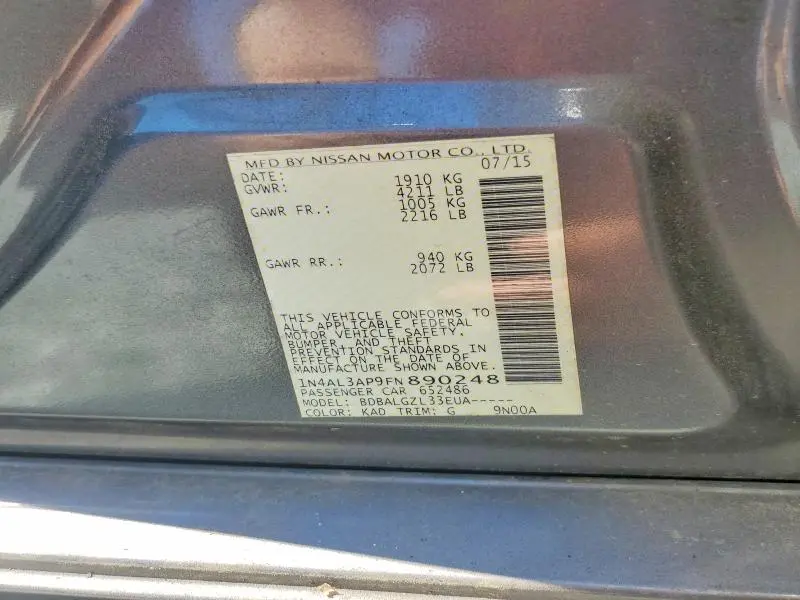 2015 NISSAN ALTIMA 2.5 S  