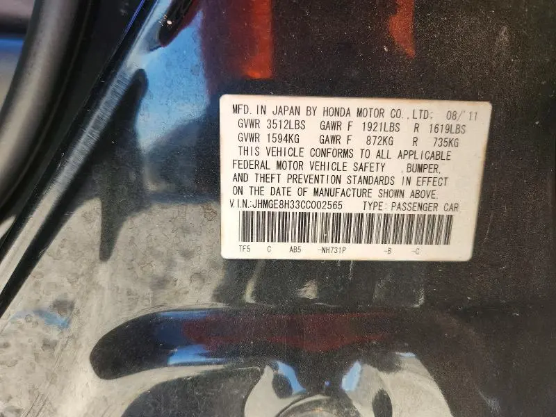 2012 HONDA FIT   