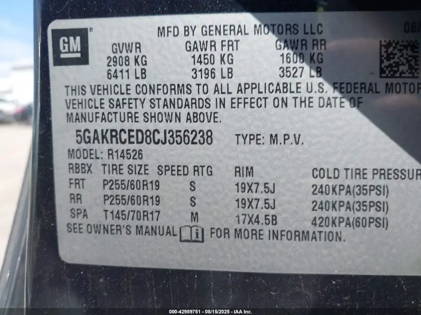 2012 BUICK ENCLAVE LEATHER