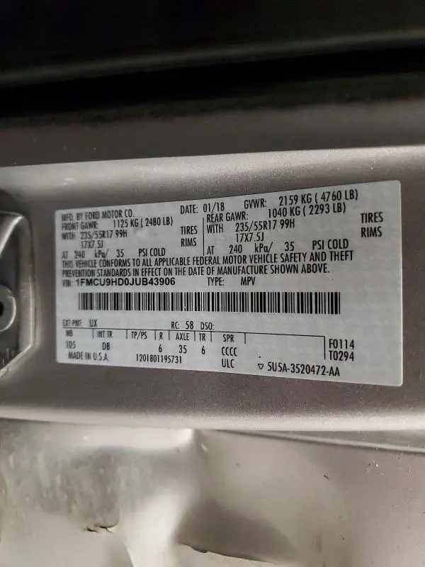 2018 FORD ESCAPE SEL  