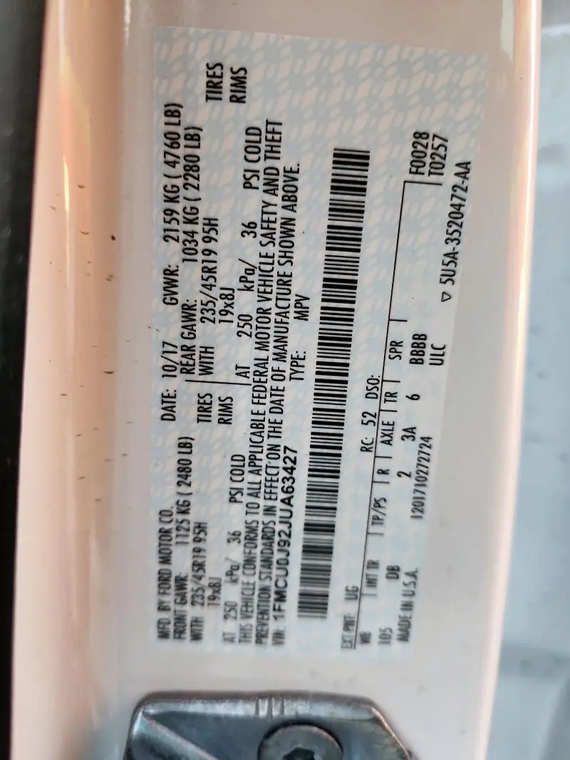 2018 FORD ESCAPE TITANIUM  