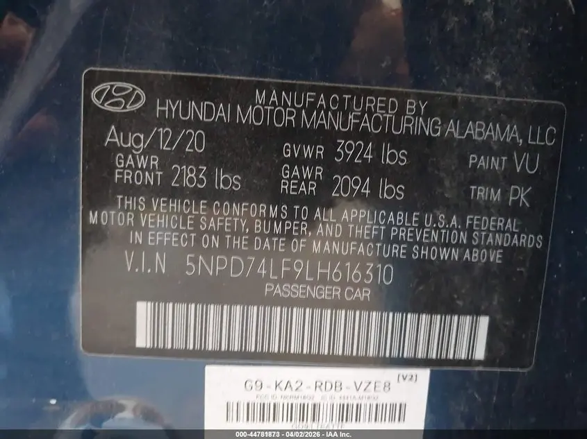 2020 HYUNDAI ELANTRA SE