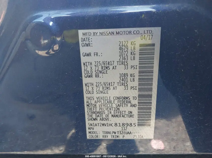 2017 NISSAN ROGUE S