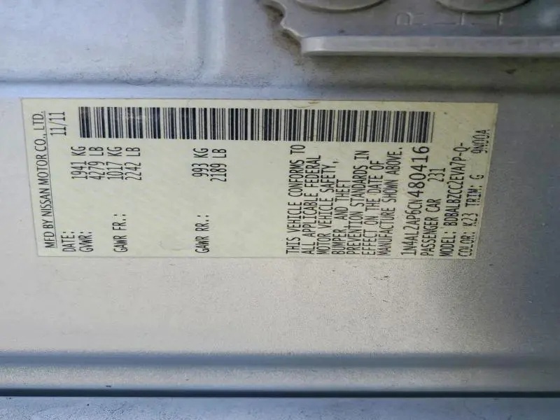 2012 NISSAN ALTIMA 2.5  
