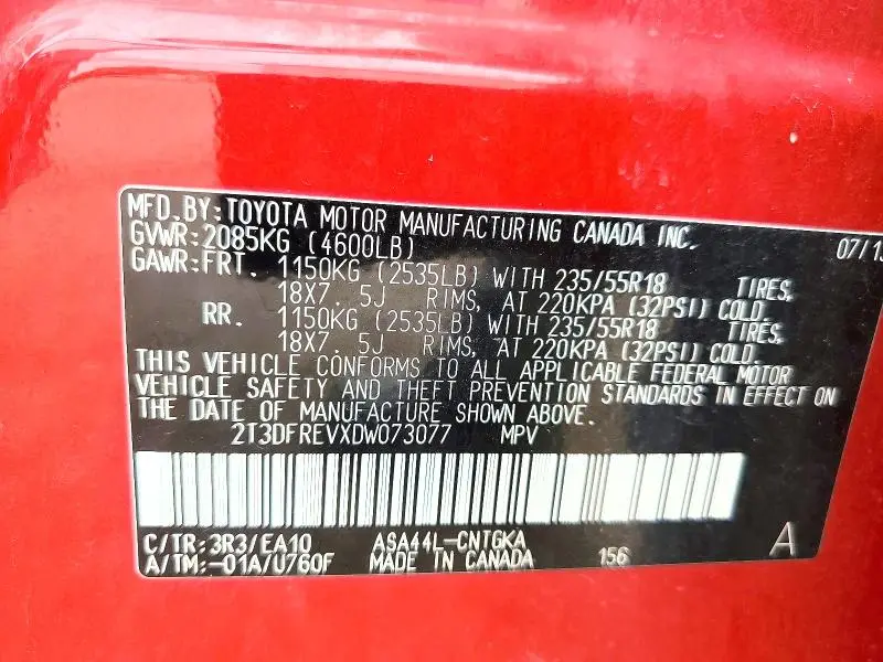 2013 TOYOTA RAV4 LIMITED  