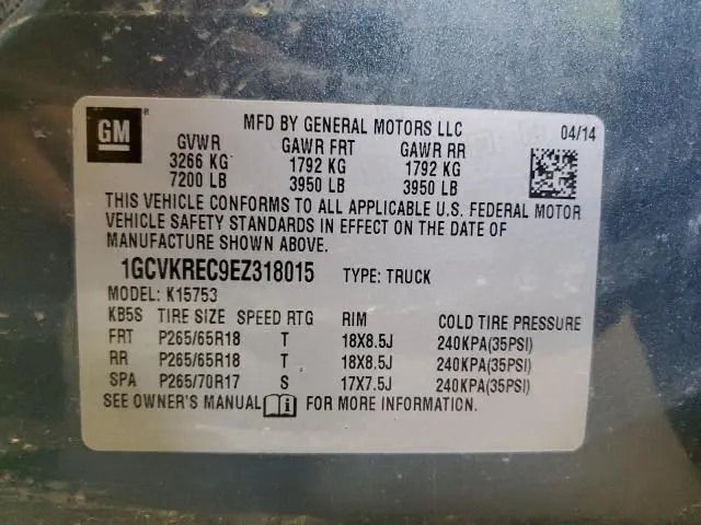 2014 CHEVROLET SILVERADO K1500 LT  