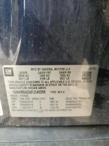 2015 CHEVROLET TRAVERSE LT  