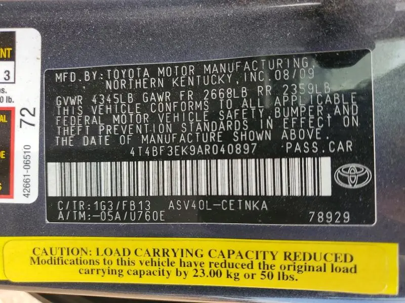 2010 TOYOTA CAMRY LE  