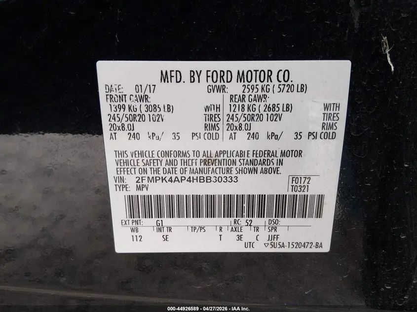 2017 FORD EDGE SPORT