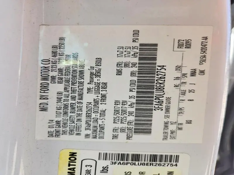 2014 FORD FUSION SE HYBRID  