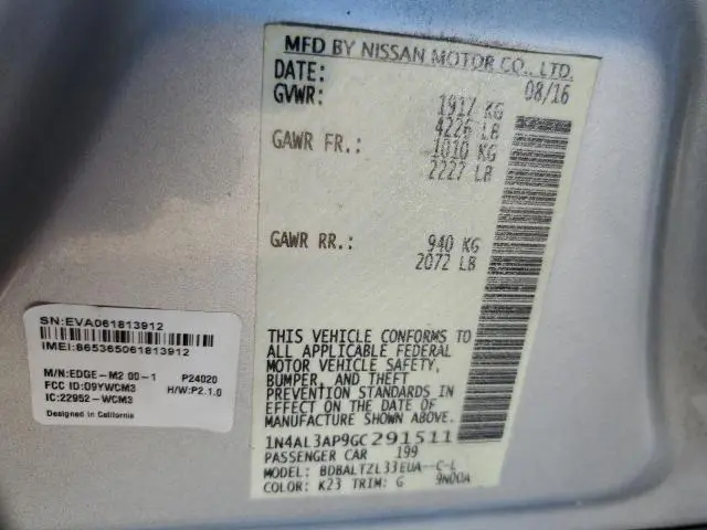 2016 NISSAN ALTIMA 2.5  