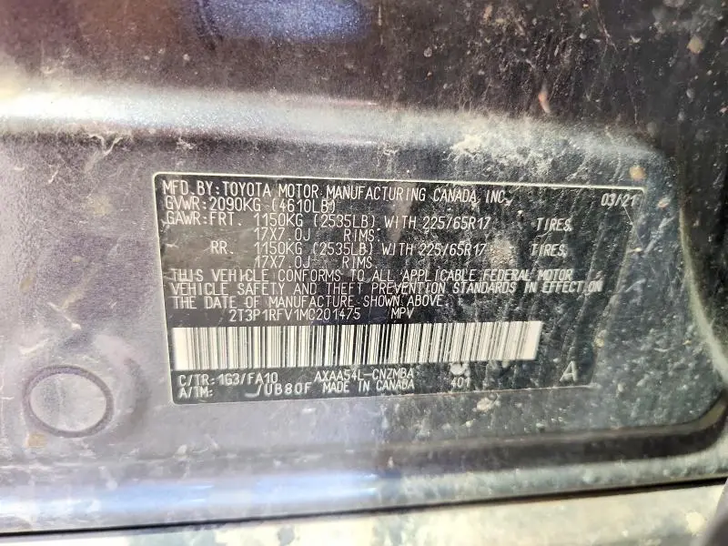 2021 TOYOTA RAV4 XLE  