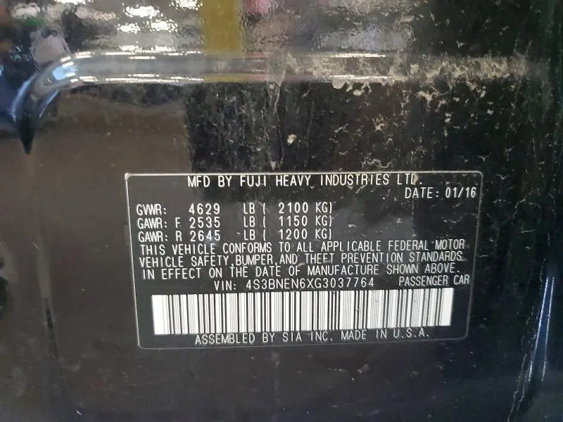 2016 SUBARU LEGACY 3.6R LIMITED  