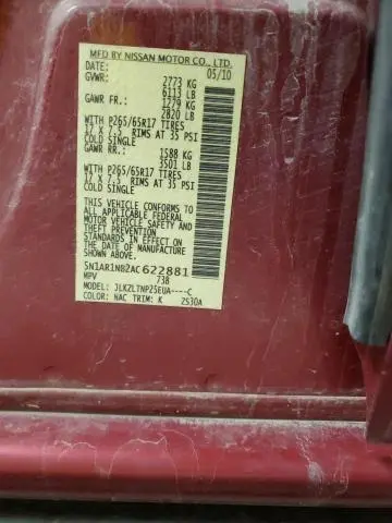 2010 NISSAN PATHFINDER S  