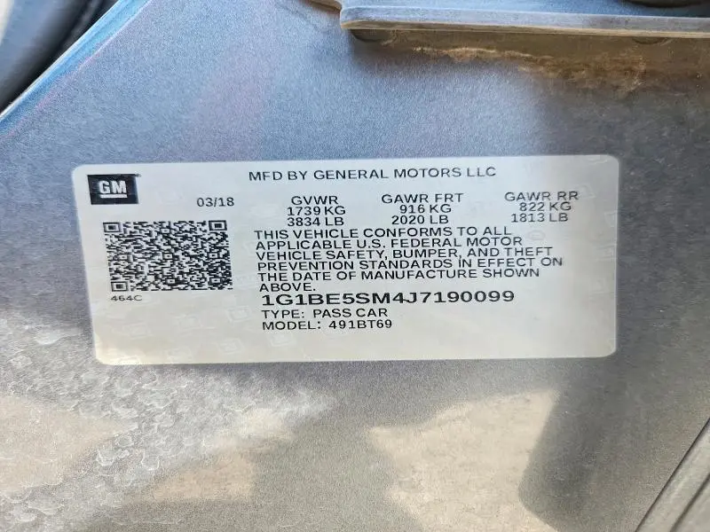 2018 CHEVROLET CRUZE LT  