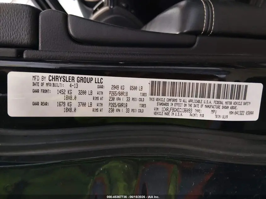 2014 JEEP GRAND CHEROKEE LIMITED