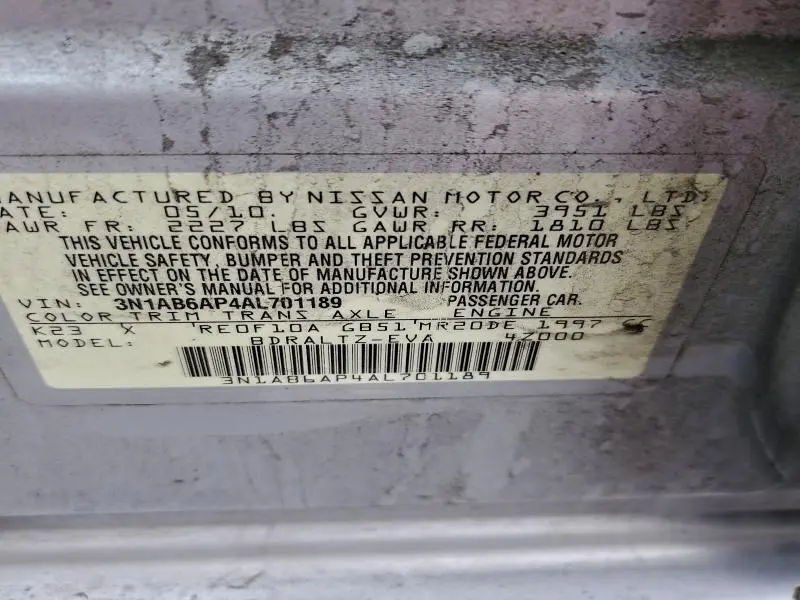 2010 NISSAN SENTRA 2.0  