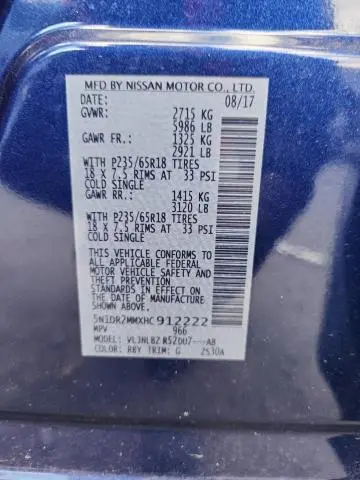 2017 NISSAN PATHFINDER S  