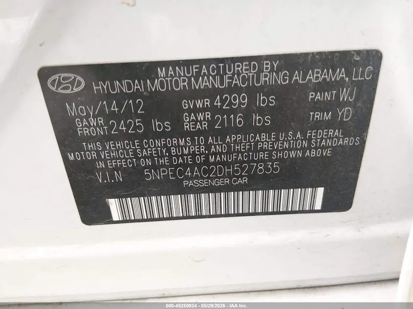 2013 HYUNDAI SONATA LIMITED