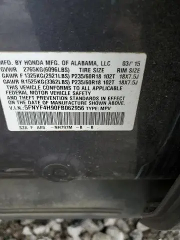 2015 HONDA PILOT TOURING  