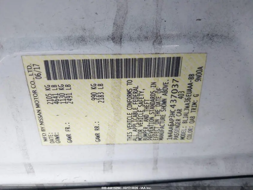 2017 NISSAN MAXIMA 3.5 SV