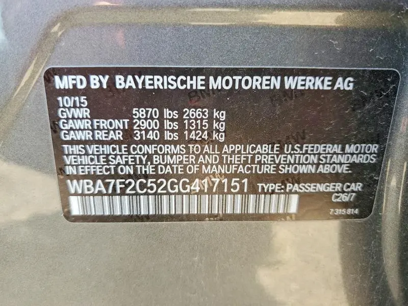 2016 BMW 750 XI  