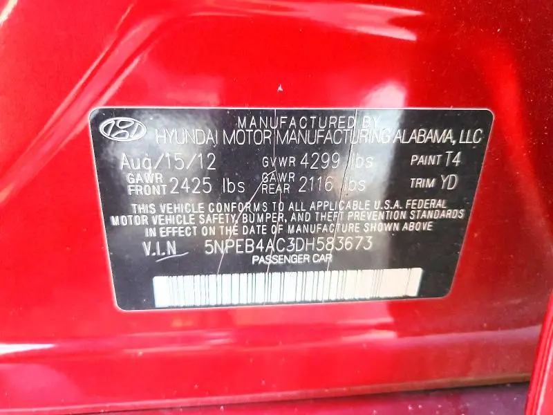 2013 HYUNDAI SONATA GLS  