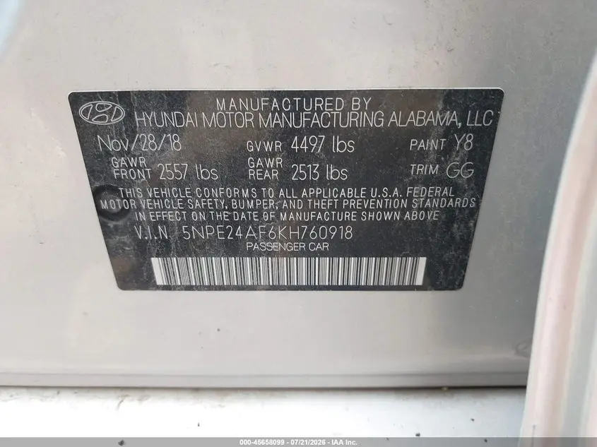 2019 HYUNDAI SONATA SE