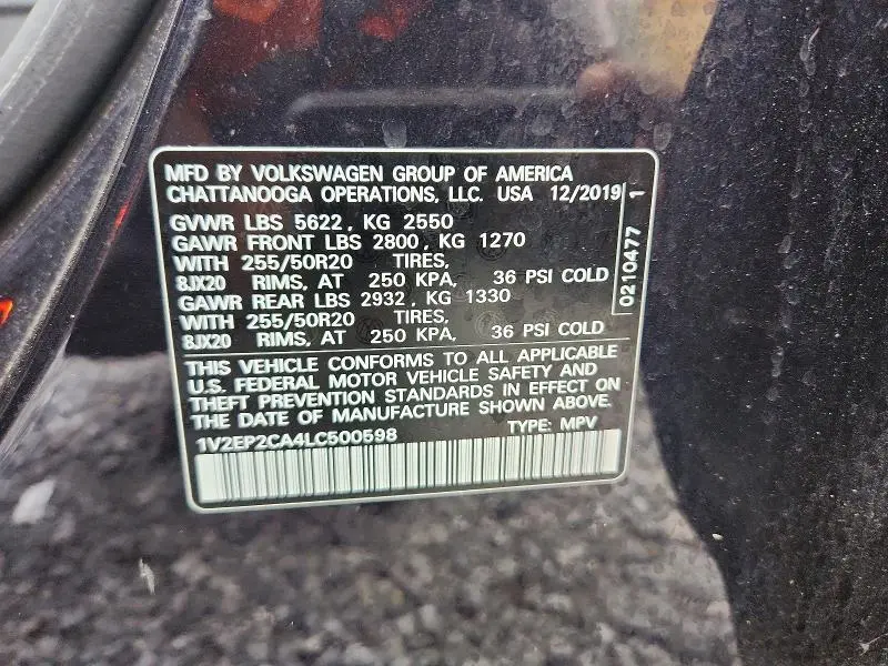 2020 VOLKSWAGEN ATLAS SEL  