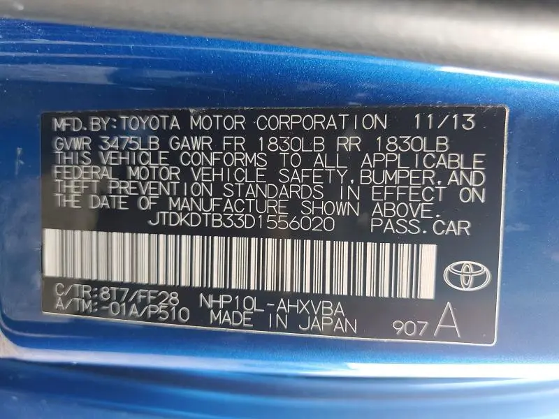 2013 TOYOTA PRIUS C TWO  