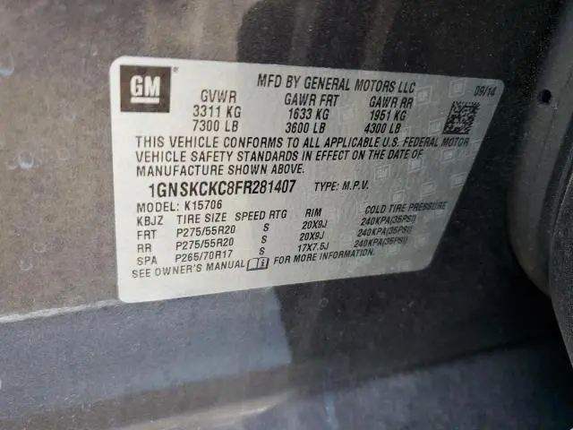 2015 CHEVROLET TAHOE K1500 LTZ  
