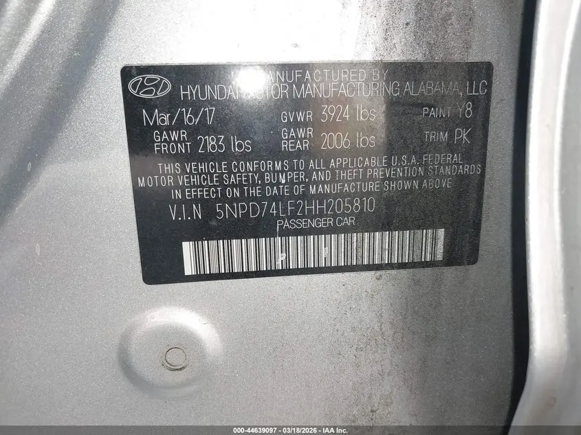 2017 HYUNDAI ELANTRA SE