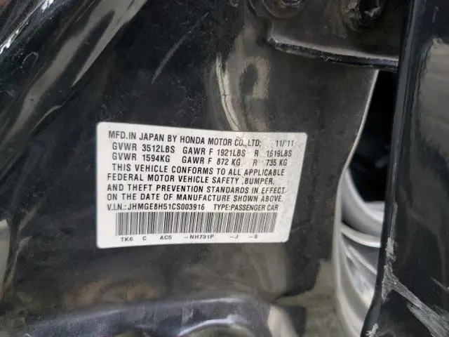 2012 HONDA FIT SPORT  