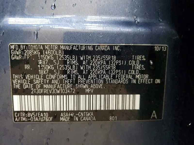 2013 TOYOTA RAV4 LIMITED  