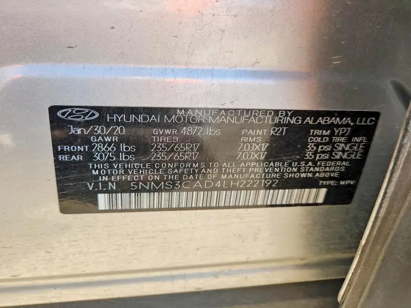 2020 HYUNDAI SANTA FE SEL  