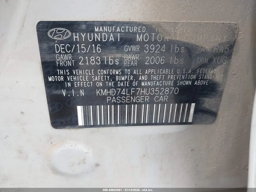 2017 HYUNDAI ELANTRA SE