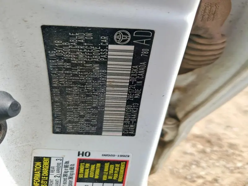 2019 TOYOTA COROLLA L  