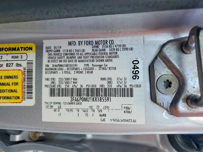 2019 FORD FUSION SEL  