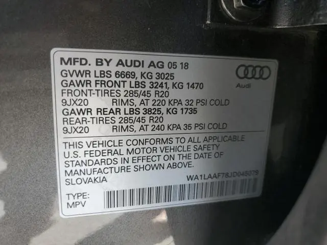 2018 AUDI Q7 PREMIUM PLUS  