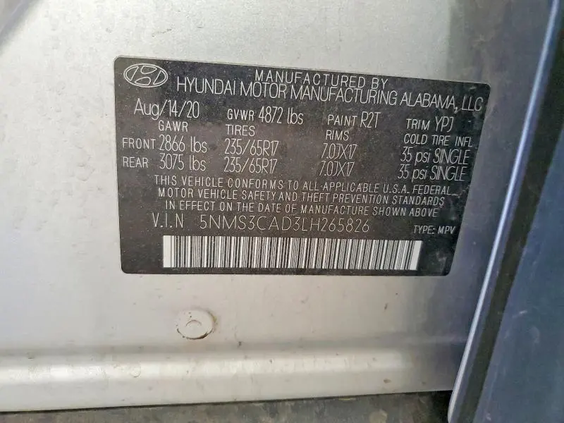 2020 HYUNDAI SANTA FE SEL  