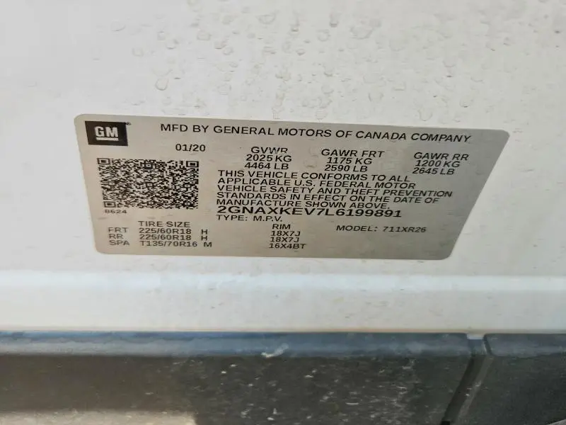 2020 CHEVROLET EQUINOX LT  