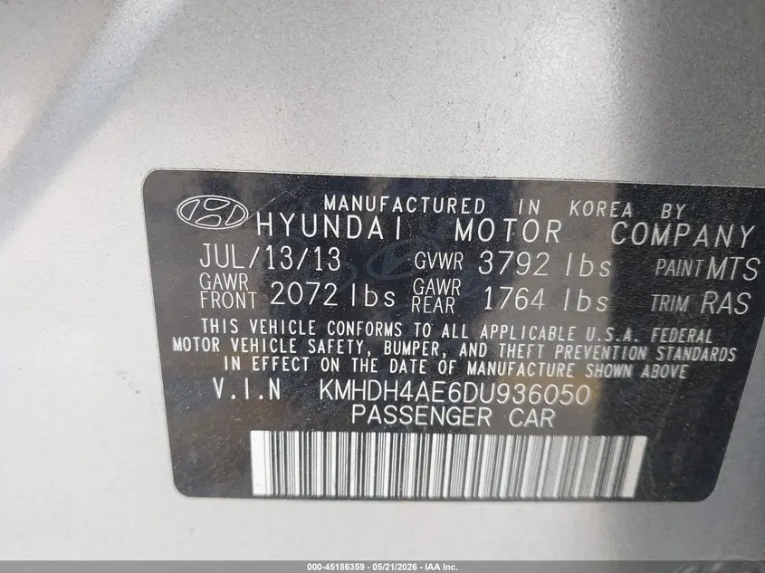 2013 HYUNDAI ELANTRA GLS