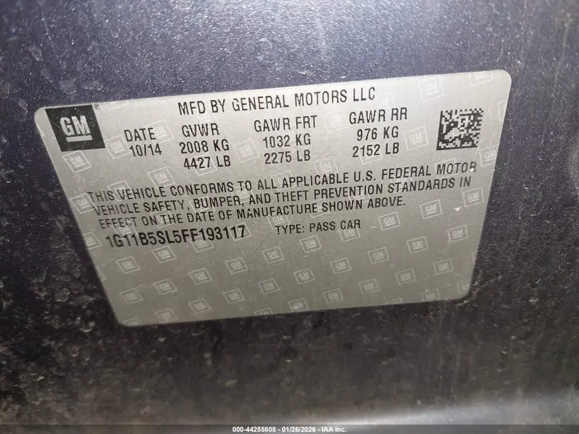 2015 CHEVROLET MALIBU LS